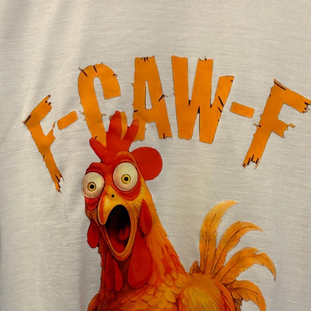 White T-Shirt with Orange Rooster Graphic - Picture 2 of 4